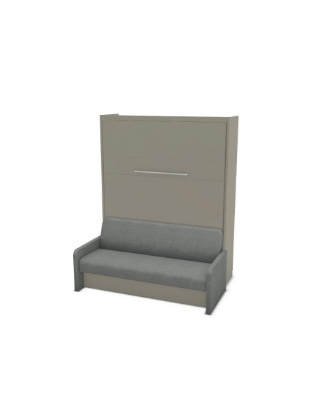 MAGIK - Armoire lit escamotable verticale avec canapé accoudoirs en tissu
