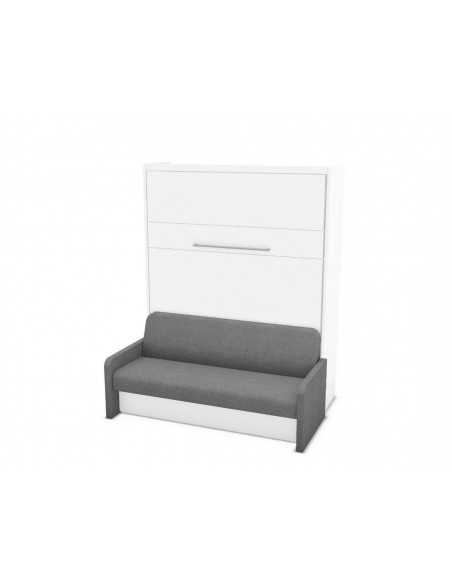 MAGIK - Armoire lit escamotable verticale avec canapé accoudoirs en tissu