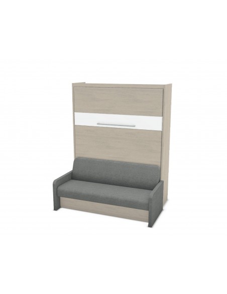 MAGIK - Armoire lit escamotable verticale avec canapé accoudoirs en tissu