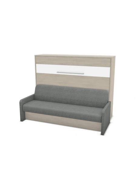 MAGIK - Armoire lit escamotable horizontale avec canapé accoudoirs en tissu