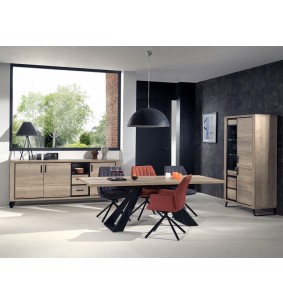 OXANE - Enfilade 4 portes - 1 porte vitrée, éclairage LED