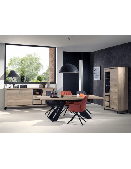 OXANE - Enfilade 4 portes - 1 porte vitrée, éclairage LED