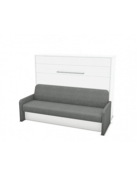 MAGIK - Armoire lit escamotable horizontale avec canapé accoudoirs en tissu