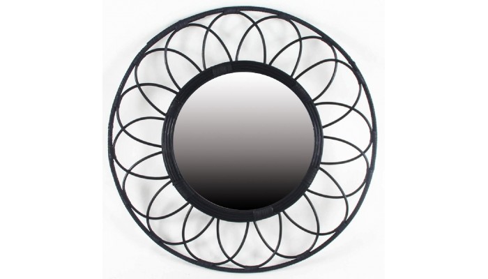 Miroir bambou MILA noir diamètre 55 cm