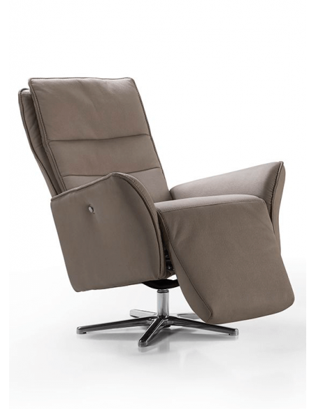 PENN - Fauteuil relaxation piètement métallique chromé ou noir, 5 étoiles ou cercle, têtière réglable