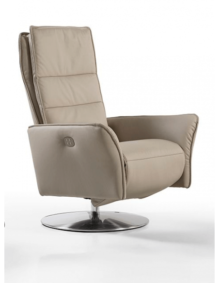 PENN - Fauteuil relaxation piètement métallique chromé ou noir, 5 étoiles ou cercle, têtière réglable