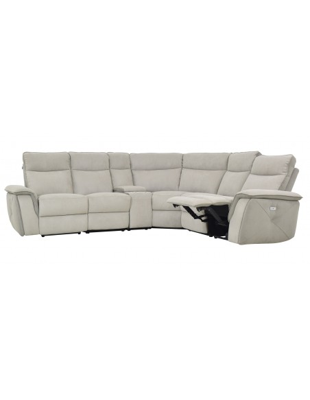 BALTIMORE - Canapé d'angle en microfibre avec 2 relax électriques avec bar et 1 prise USB