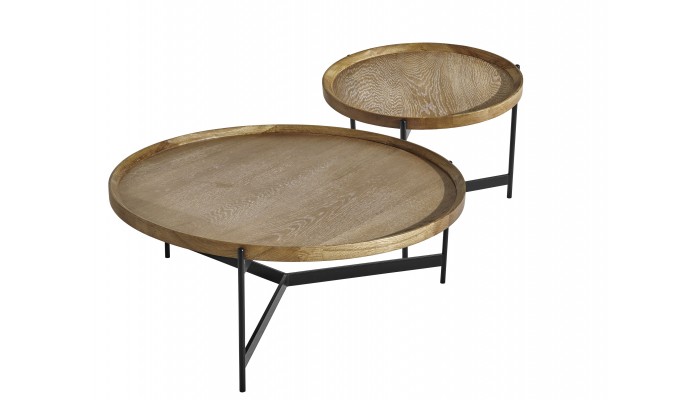 NOÉ - Table basse ronde placage chêne 100 cm