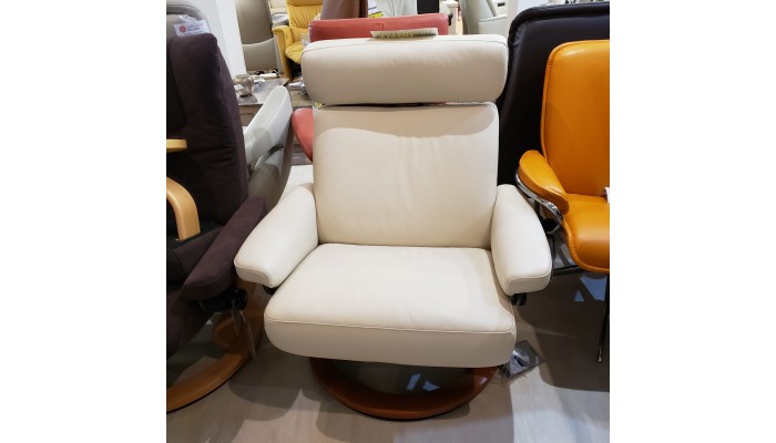 FAUTEUIL+POUF TAURUS EN CUIR STRESSLESS