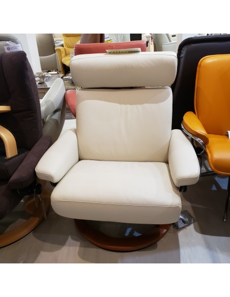 FAUTEUIL+POUF TAURUS EN CUIR STRESSLESS