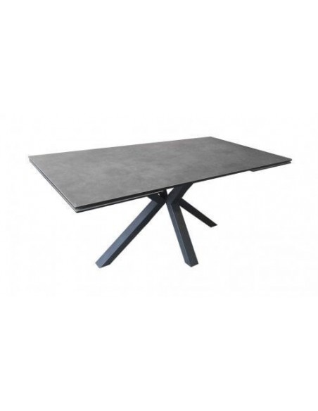 CONCEPT - Table rectangle 2 allonges en bout de 50 cm plateau céramique