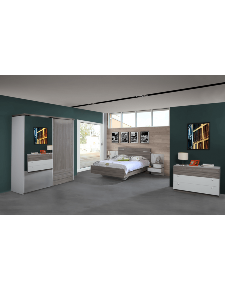 HARON - Armoire 1 porte pleine 1 porte miroir