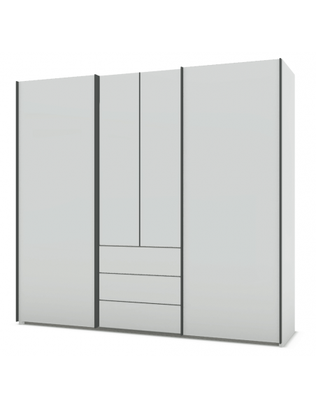 PERLA - Armoire 2 portes battantes, 2 portes coulissantes et 2 tiroirs