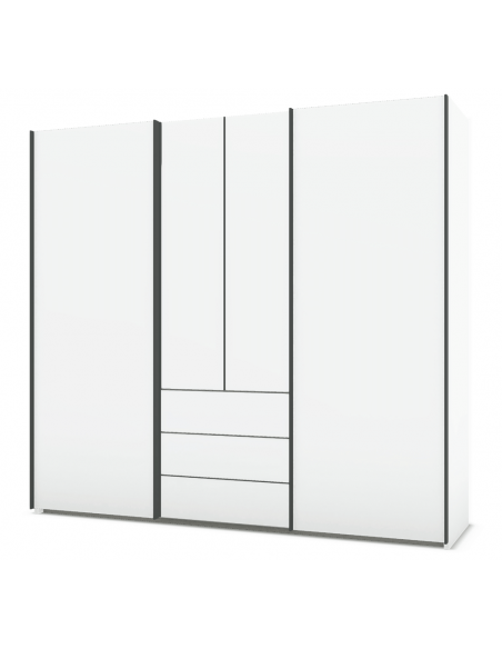 PERLA - Armoire 2 portes battantes, 2 portes coulissantes et 2 tiroirs
