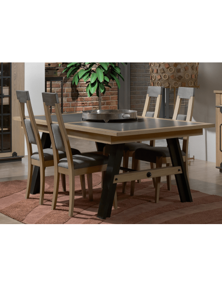 CLEVELAND - Table 4 pieds 1 allonge centrale de 90 cm