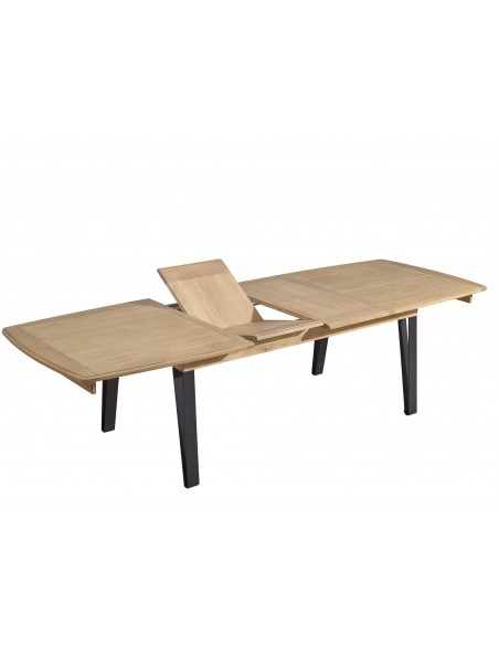 RAFFINE - Table pieds en métal 2 allonges de 46 cm existe en 3 finitions