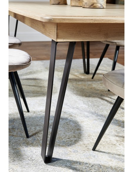 RAFFINE - Table pieds en métal 2 allonges de 46 cm existe en 3 finitions