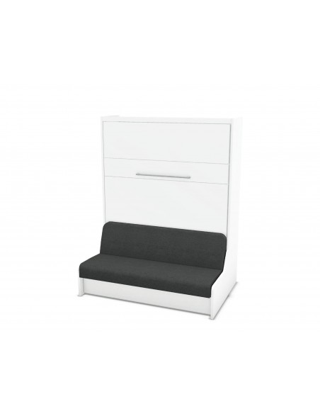 MAGIK - Armoire lit escamotable verticale avec canapé accoudoirs en bois