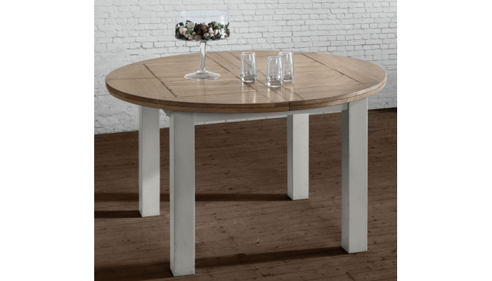 CANTIQUE - Table ronde une allonge de 39 cm chêne massif