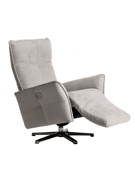 LEO - Fauteuil relaxation piètement métallique chromé ou noir, 5 étoiles ou cercle, têtière réglable