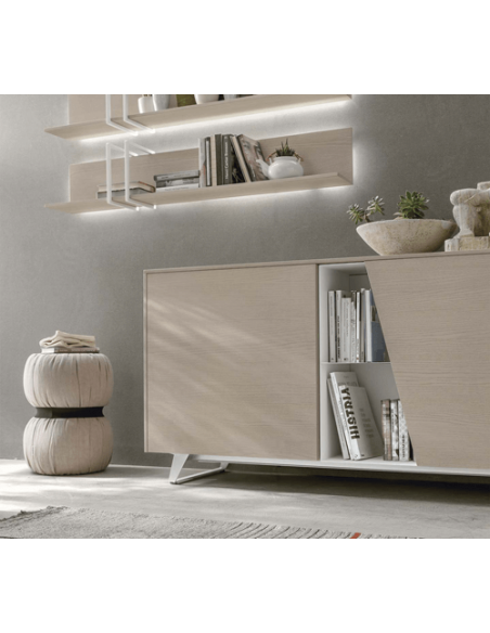 Enfilade 2 portes dont 1 diagonale SELLA 4 tiroirs 1 niche